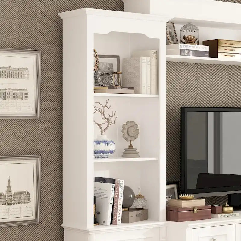 Großes Unterhaltungszentrum mit Bücherregalen, 57x38 Zoll, mit Hutch-Fach für Fernseher