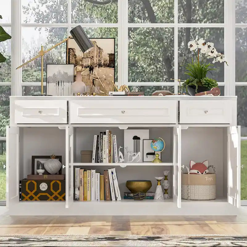 Großes Unterhaltungszentrum mit Bücherregalen, 57x38 Zoll, mit Hutch-Fach für Fernseher