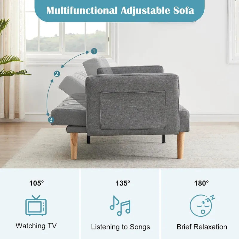 Nowoczesna sofa z funkcją spania z tkaniny 78.74Inch, 3 w 1, składana