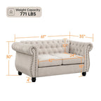 Morden Fort tűzött, kárpitozott Chesterfield kétszemélyes kanapé