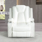 Loveseat de cine en casa de cuero sintético premium con luces LED, sillón reclinable con altavoces integrados y carga inalámbrica