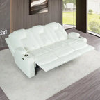 Loveseat de cine en casa de cuero sintético premium con luces LED, sillón reclinable con altavoces integrados y carga inalámbrica