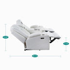 Loveseat de cine en casa de cuero sintético premium con luces LED, sillón reclinable con altavoces integrados y carga inalámbrica