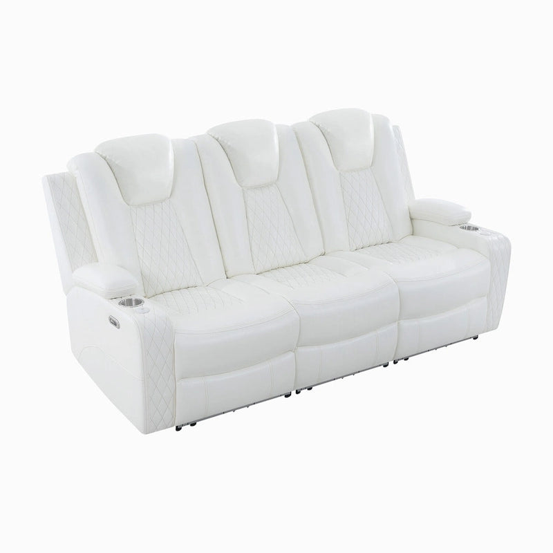Loveseat de cine en casa de cuero sintético premium con luces LED, sillón reclinable con altavoces integrados y carga inalámbrica