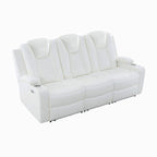 Loveseat de cine en casa de cuero sintético premium con luces LED, sillón reclinable con altavoces integrados y carga inalámbrica