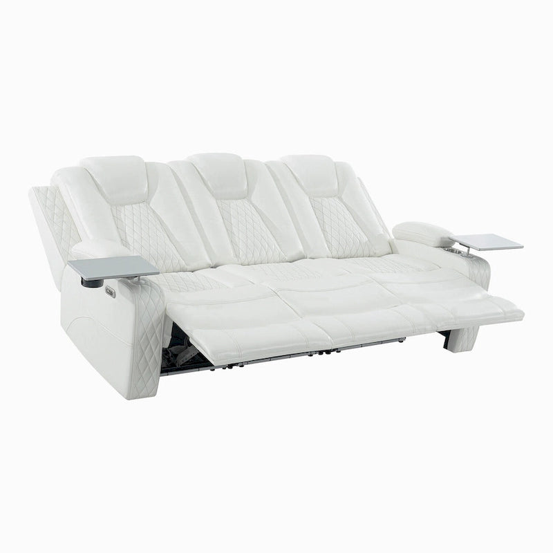 Loveseat de cine en casa de cuero sintético premium con luces LED, sillón reclinable con altavoces integrados y carga inalámbrica