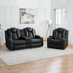 Loveseat de cine en casa de cuero sintético premium con luces LED, sillón reclinable con altavoces integrados y carga inalámbrica