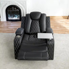 Loveseat de cine en casa de cuero sintético premium con luces LED, sillón reclinable con altavoces integrados y carga inalámbrica