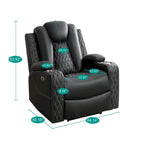 Loveseat de cine en casa de cuero sintético premium con luces LED, sillón reclinable con altavoces integrados y carga inalámbrica