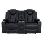 Loveseat de cine en casa de cuero sintético premium con luces LED, sillón reclinable con altavoces integrados y carga inalámbrica