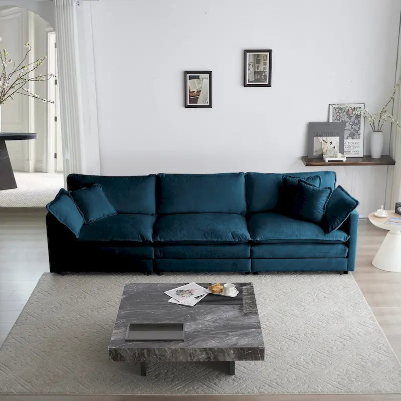 Set di 3 divani, set di divani da soggiorno con 1+1+3 posti, poltrona d’accento, divanetto a due posti e divano a tre posti, stile moderno, braccioli arrotondati, set di 3 pezzi Sof