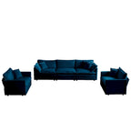 Set di 3 divani, set di divani da soggiorno con 1+1+3 posti, poltrona d’accento, divanetto a due posti e divano a tre posti, stile moderno, braccioli arrotondati, set di 3 pezzi Sof