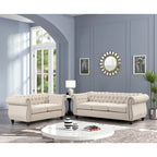 Ensemble de meubles Morden Fort composé d’une causeuse et d’un canapé, capitonné et rembourré, style Chesterfield