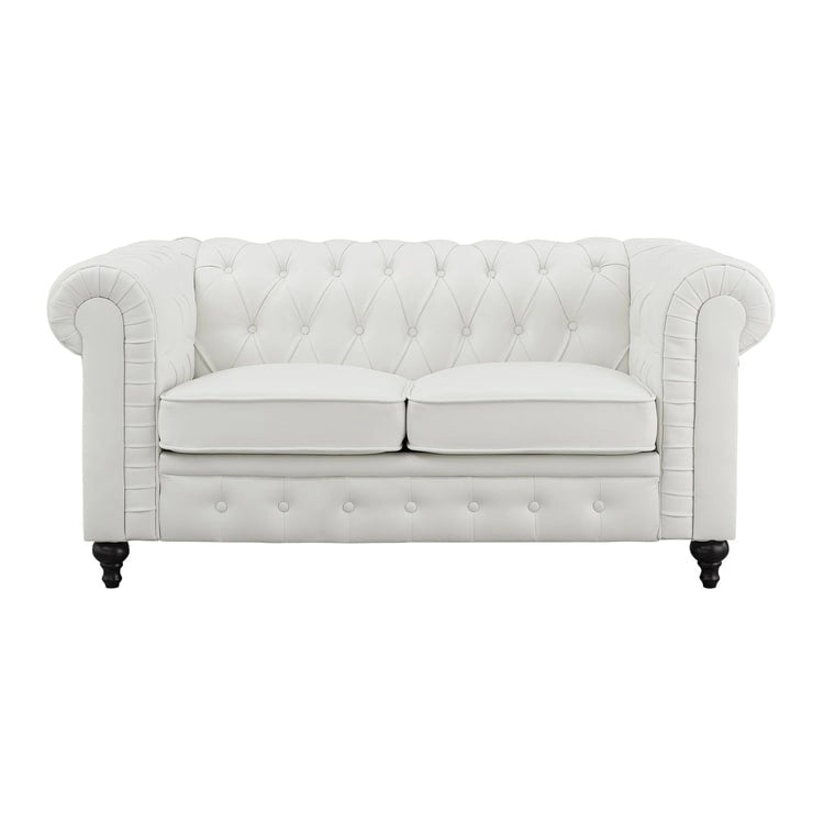 3-delige Chesterfield-hoekbankset voor de woonkamer met afgeronde armleuningen en gecapitonneerde kussens, bank en loveseat