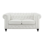3-delige Chesterfield-hoekbankset voor de woonkamer met afgeronde armleuningen en gecapitonneerde kussens, bank en loveseat