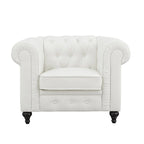 3-delige Chesterfield-hoekbankset voor de woonkamer met afgeronde armleuningen en gecapitonneerde kussens, bank en loveseat