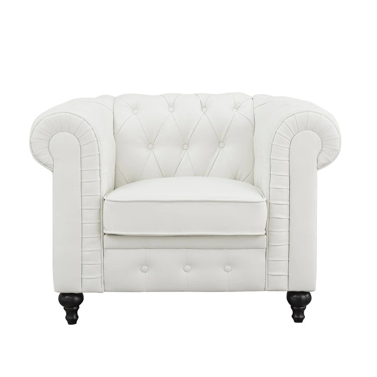 3-delige Chesterfield-hoekbankset voor de woonkamer met afgeronde armleuningen en gecapitonneerde kussens, bank en loveseat