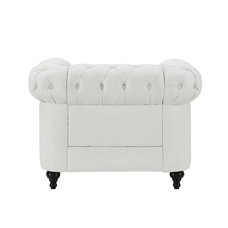3-delige Chesterfield-hoekbankset voor de woonkamer met afgeronde armleuningen en gecapitonneerde kussens, bank en loveseat