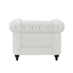 3-delige Chesterfield-hoekbankset voor de woonkamer met afgeronde armleuningen en gecapitonneerde kussens, bank en loveseat