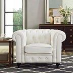 3-delige Chesterfield-hoekbankset voor de woonkamer met afgeronde armleuningen en gecapitonneerde kussens, bank en loveseat