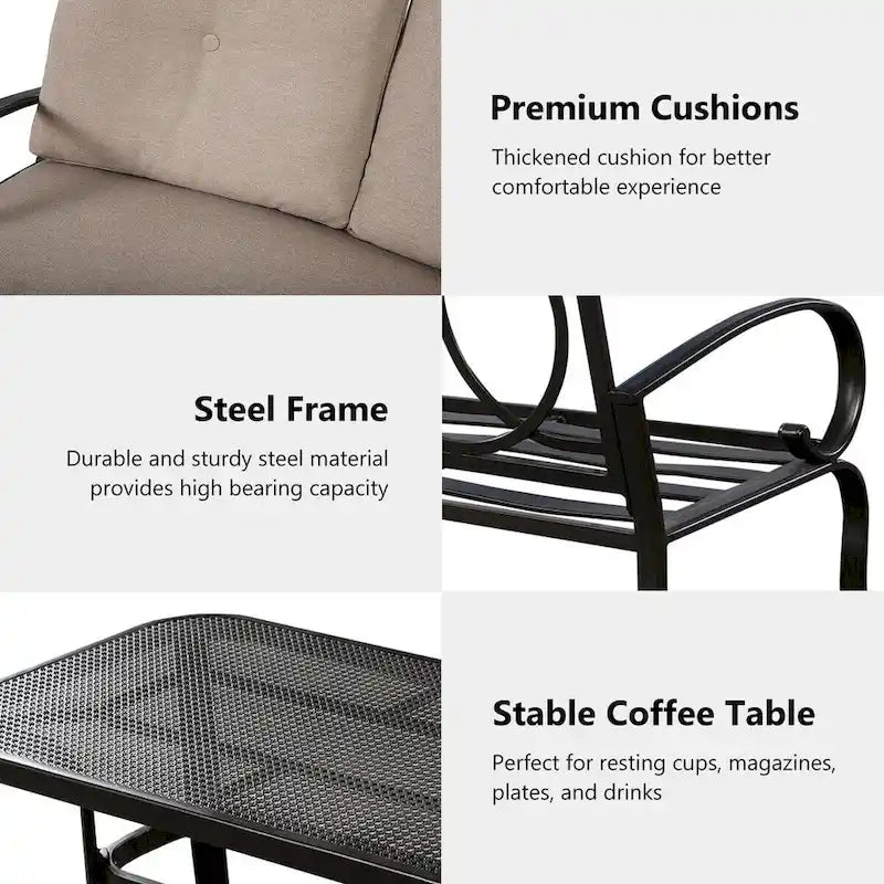 Costway 2-tlg. Gartenmöbel-Set mit Zweisitzer-Sofa, Couchtisch und Bank – Details anzeigen