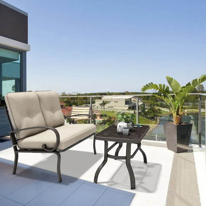 Costway 2-tlg. Gartenmöbel-Set mit Zweisitzer-Sofa, Couchtisch und Bank – Details anzeigen