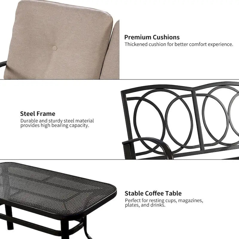 Costway 2-tlg. Gartenmöbel-Set mit Zweisitzer-Sofa, Couchtisch und Bank – Details anzeigen
