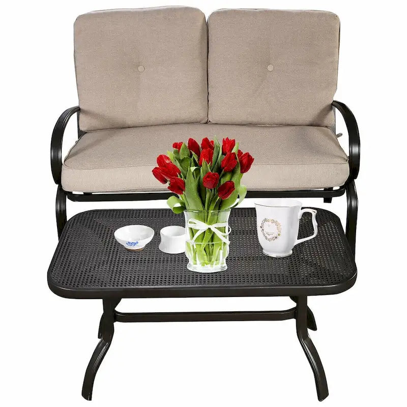 Costway 2-tlg. Gartenmöbel-Set mit Zweisitzer-Sofa, Couchtisch und Bank – Details anzeigen