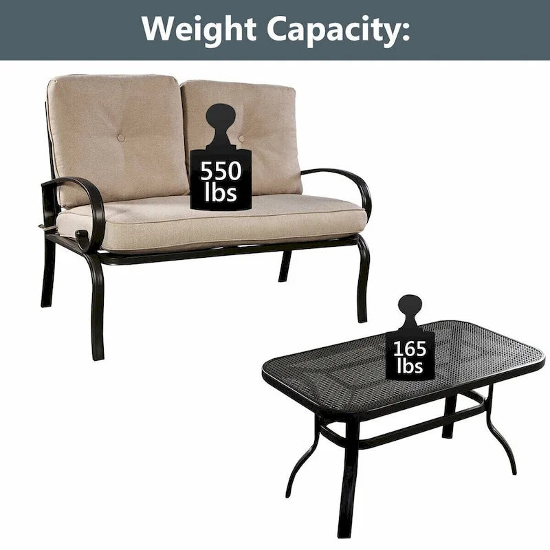 Costway 2-tlg. Gartenmöbel-Set mit Zweisitzer-Sofa, Couchtisch und Bank – Details anzeigen