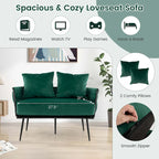 Costway Modern Loveseat Sofa Upholstered Dutch Velvet Couch with Woven - See Details