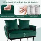 Costway Modern Loveseat Sofa Upholstered Dutch Velvet Couch with Woven - See Details