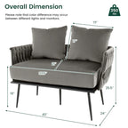 Costway Modern Loveseat Sofa Upholstered Dutch Velvet Couch with Woven - See Details