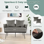 Costway Modern Loveseat Sofa Upholstered Dutch Velvet Couch with Woven - See Details