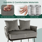 Costway Modern Loveseat Sofa Upholstered Dutch Velvet Couch with Woven - See Details