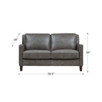 Dwuosobowa sofa Hydeline Ashby z wysokogatunkowej skóry licowej, z pierzem, pianką z pamięcią kształtu i sprężynami