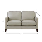 Dwuosobowa sofa Hydeline Ashby z wysokogatunkowej skóry licowej, z pierzem, pianką z pamięcią kształtu i sprężynami