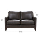 Dwuosobowa sofa Hydeline Ashby z wysokogatunkowej skóry licowej, z pierzem, pianką z pamięcią kształtu i sprężynami