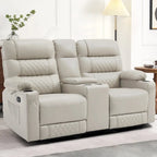 Fauteuil inclinable électrique deux places MCombo avec console, canapé inclinable électrique avec chauffage et vibration, ports USB et porte-gobelets PR624
