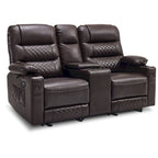 Fauteuil inclinable électrique deux places MCombo avec console, canapé inclinable électrique avec chauffage et vibration, ports USB et porte-gobelets PR624