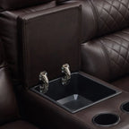 Fauteuil inclinable électrique deux places MCombo avec console, canapé inclinable électrique avec chauffage et vibration, ports USB et porte-gobelets PR624