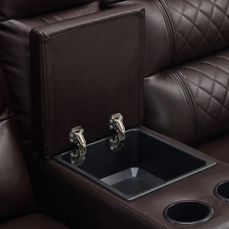 Fauteuil inclinable électrique deux places MCombo avec console, canapé inclinable électrique avec chauffage et vibration, ports USB et porte-gobelets PR624
