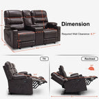 Fauteuil inclinable électrique deux places MCombo avec console, canapé inclinable électrique avec chauffage et vibration, ports USB et porte-gobelets PR624