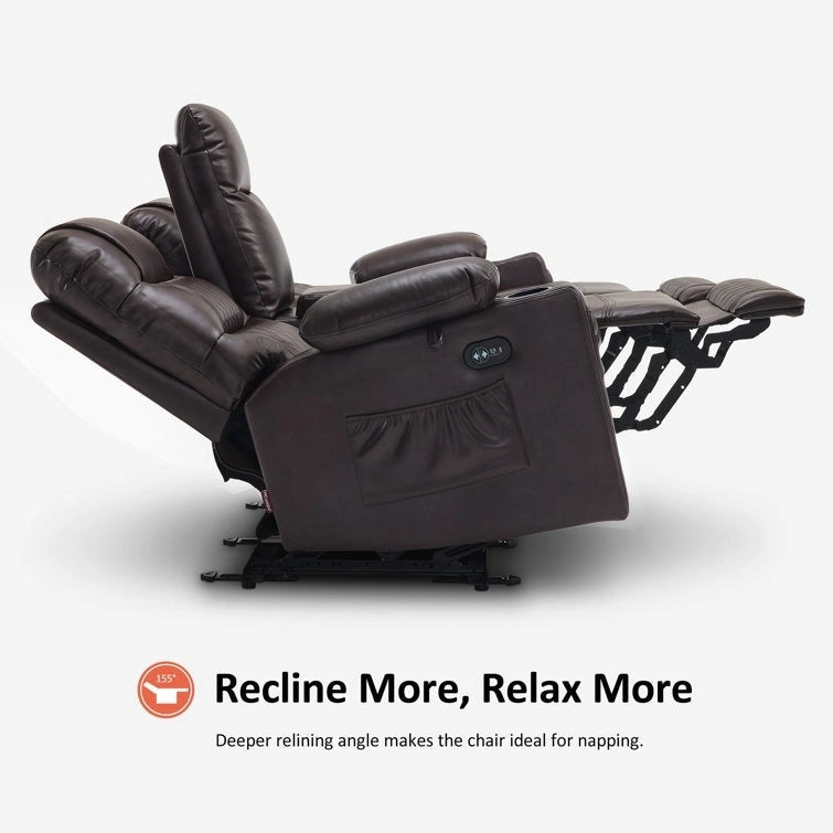 Fauteuil inclinable électrique deux places MCombo avec console, canapé inclinable électrique avec chauffage et vibration, ports USB et porte-gobelets PR624