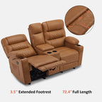 Fauteuil inclinable électrique deux places MCombo avec console, canapé inclinable électrique avec chauffage et vibration, ports USB et porte-gobelets PR624