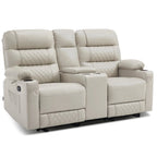 Fauteuil inclinable électrique deux places MCombo avec console, canapé inclinable électrique avec chauffage et vibration, ports USB et porte-gobelets PR624