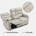 Fauteuil inclinable électrique deux places MCombo avec console, canapé inclinable électrique avec chauffage et vibration, ports USB et porte-gobelets PR624