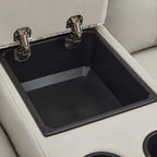 Fauteuil inclinable électrique deux places MCombo avec console, canapé inclinable électrique avec chauffage et vibration, ports USB et porte-gobelets PR624