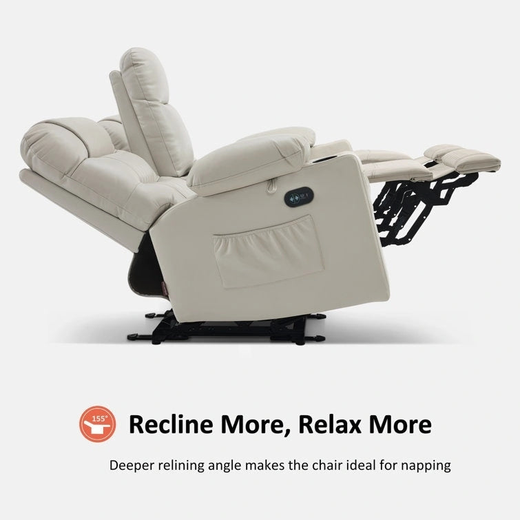 Fauteuil inclinable électrique deux places MCombo avec console, canapé inclinable électrique avec chauffage et vibration, ports USB et porte-gobelets PR624