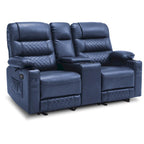 Fauteuil inclinable électrique deux places MCombo avec console, canapé inclinable électrique avec chauffage et vibration, ports USB et porte-gobelets PR624