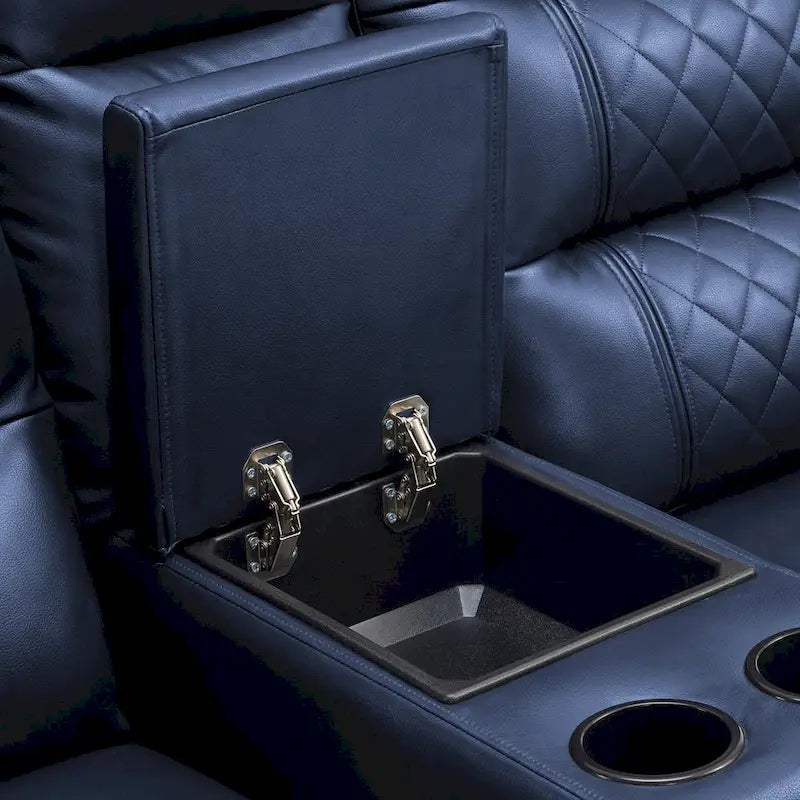 Fauteuil inclinable électrique deux places MCombo avec console, canapé inclinable électrique avec chauffage et vibration, ports USB et porte-gobelets PR624